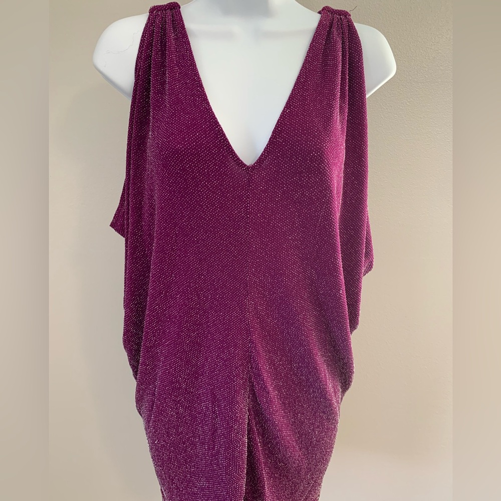 Guess Sparkling Purple V-Neck Top